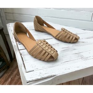 Crevo Sidney Taupe Woven Leather Huaraches Sandals Flats Shoes, Women's Size 11